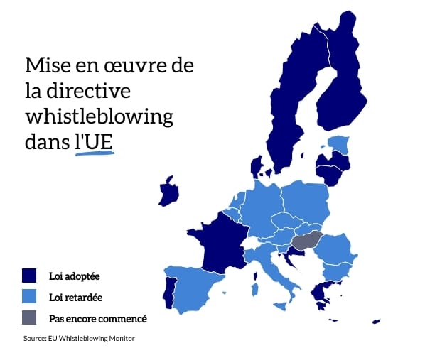 Carte de la directive européenne sur le whistleblowing